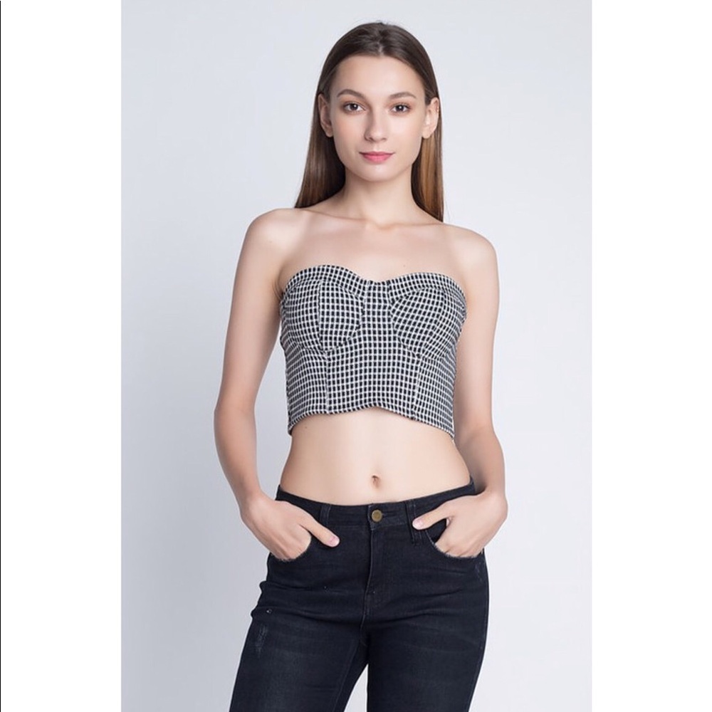 Black and White Gingham Corset Style Top